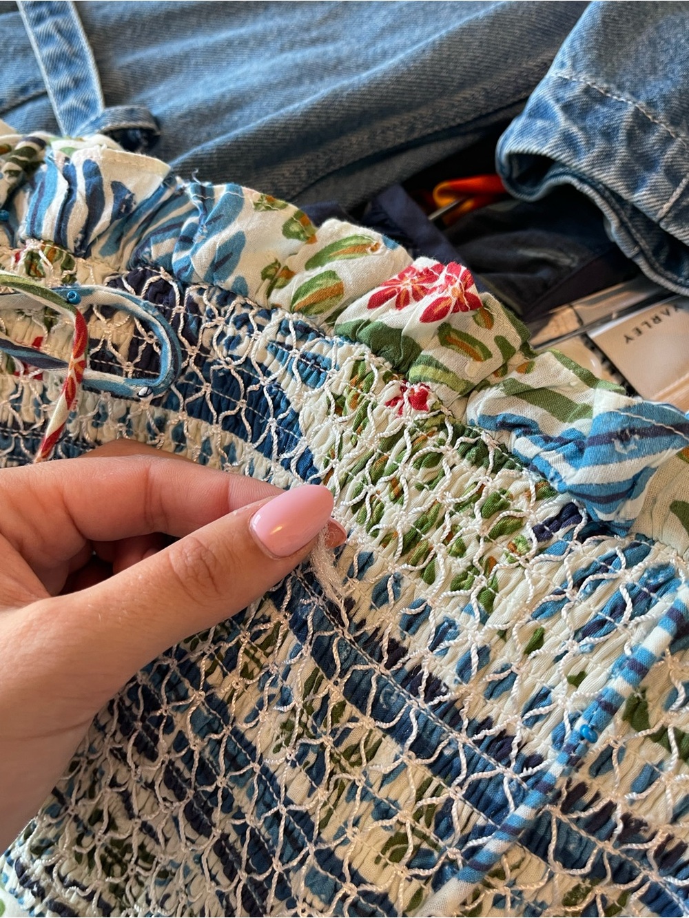 Farm Rio Off-White Macaw Flight Smocked Maxi Dress - Picture 8 of 8